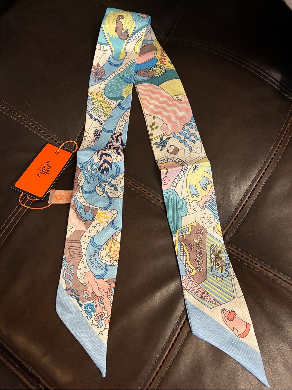 Twilly SPLASH PARK Scarf Silk Women's LIGHT BLUE Multicolor